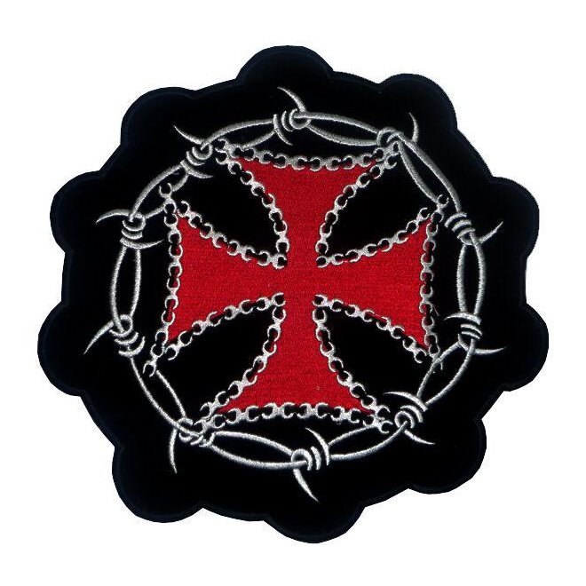 Barbed wire & Iron Cross Biker Motorcycle Embroidery Patch – Vintage Leather