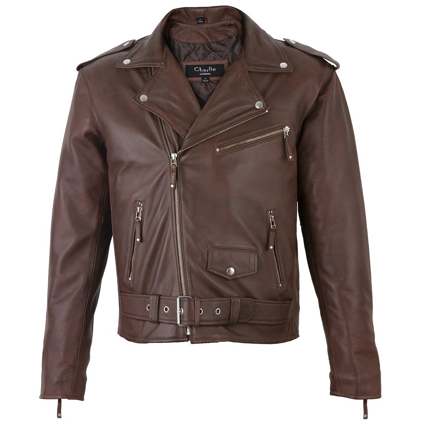 Mens belted hotsell leather jacket