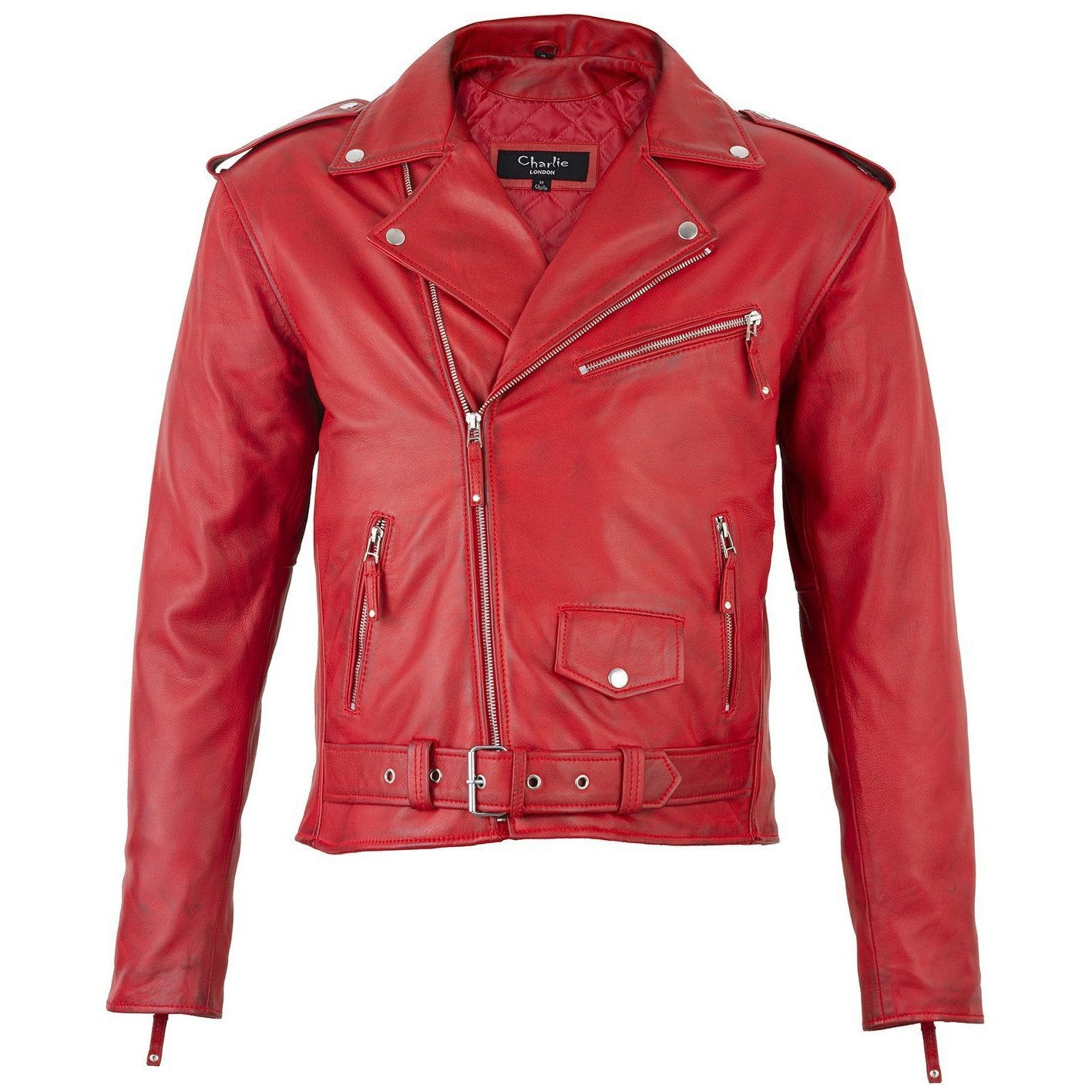 Mens red leather motorcycle on sale jacket