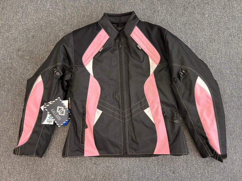 Arena Womens Ladies Black and Pink Textile Biker Jacket Large - 