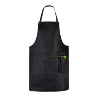 BBQ, Blacksmith, Grill, Woodwork, Chef, Butcher Canvas Apron with Leather Straps - 