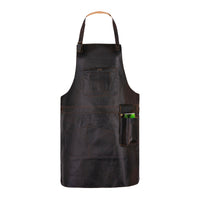 BBQ, Blacksmith, Grill, Woodwork, Chef, Butcher Canvas Apron with Leather Straps - 