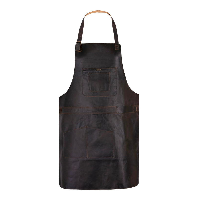 BBQ, Blacksmith, Grill, Woodwork, Chef, Butcher Canvas Apron with Leather Straps - 