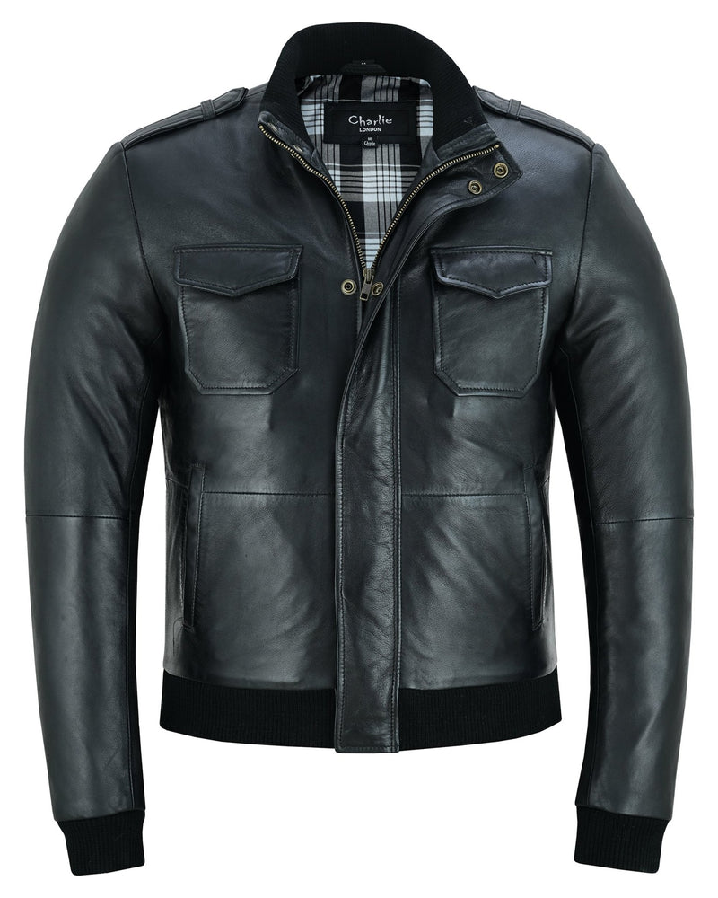 Bristol Men's Real Leather Bomber Jacket - Smart Casual Style -
