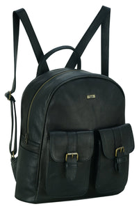 Charlie London two Pockets Classic Leather DayPack Backpack - 