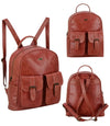 Charlie London two Pockets Classic Leather DayPack Backpack - 