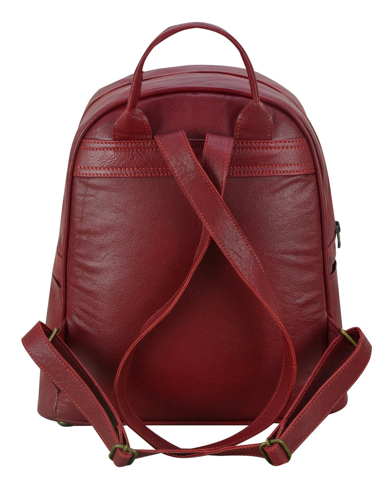 Charlie London two Pockets Classic Leather DayPack Backpack - 