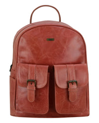 Charlie London two Pockets Classic Leather DayPack Backpack - 