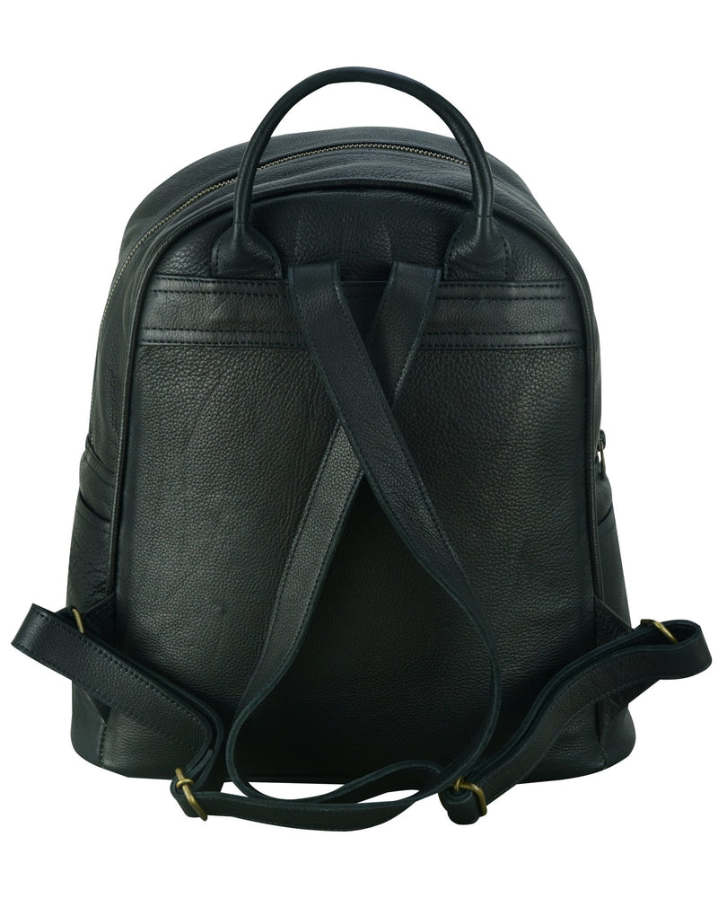 Charlie London two Pockets Classic Leather DayPack Backpack - 