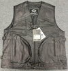 Classic Mens Black Hook Leather Vest Motorcycle Biker Waistcoat Large - 