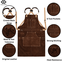 Cowhide Leather Tool Apron – Heavy - Duty, Heat - Resistant, 6 Pockets - 