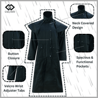 Gallanto Black Unisex Duster – Waterproof Long Coat for All - Weather Protection - 