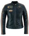 Gallanto Women's Fashion Black Leather Biker Style Jacket with Badges -