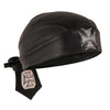 Iron Cross Black Leather Motorcycle Headwrap - 