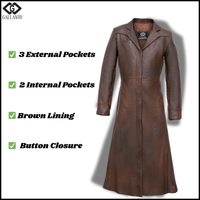 Matrix Neo Black Leather Trench Long Coat - Men's Long Trench Coat Gothic Style - 