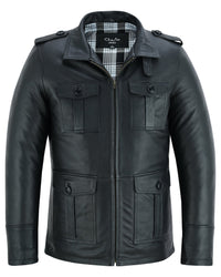 Men's Black Leather Coat: Aberdeen -