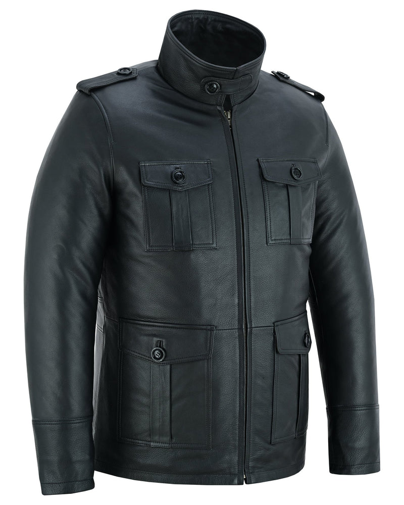 Men's Black Leather Coat: Aberdeen -