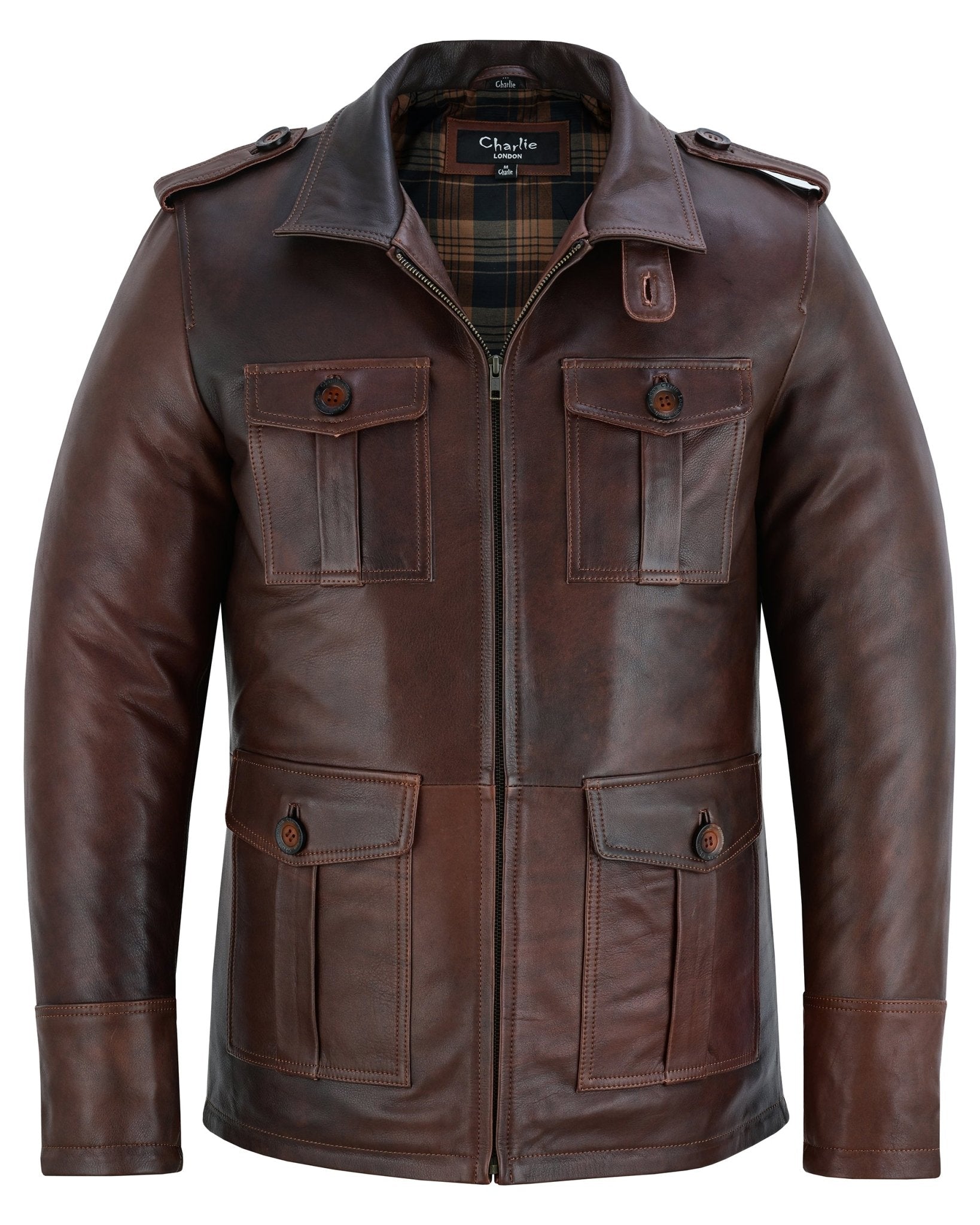 Men's outlet brown Leather Jacket