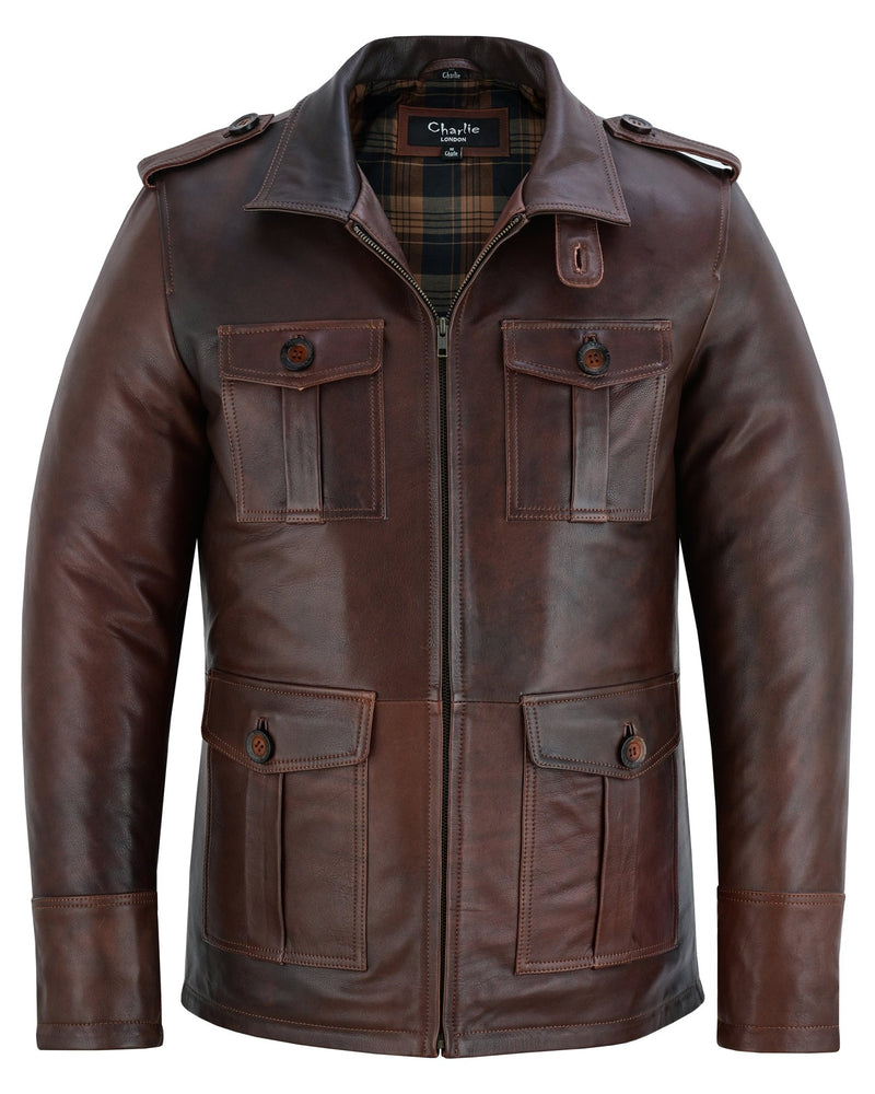 Men's Brown Leather Coat: Aberdeen -