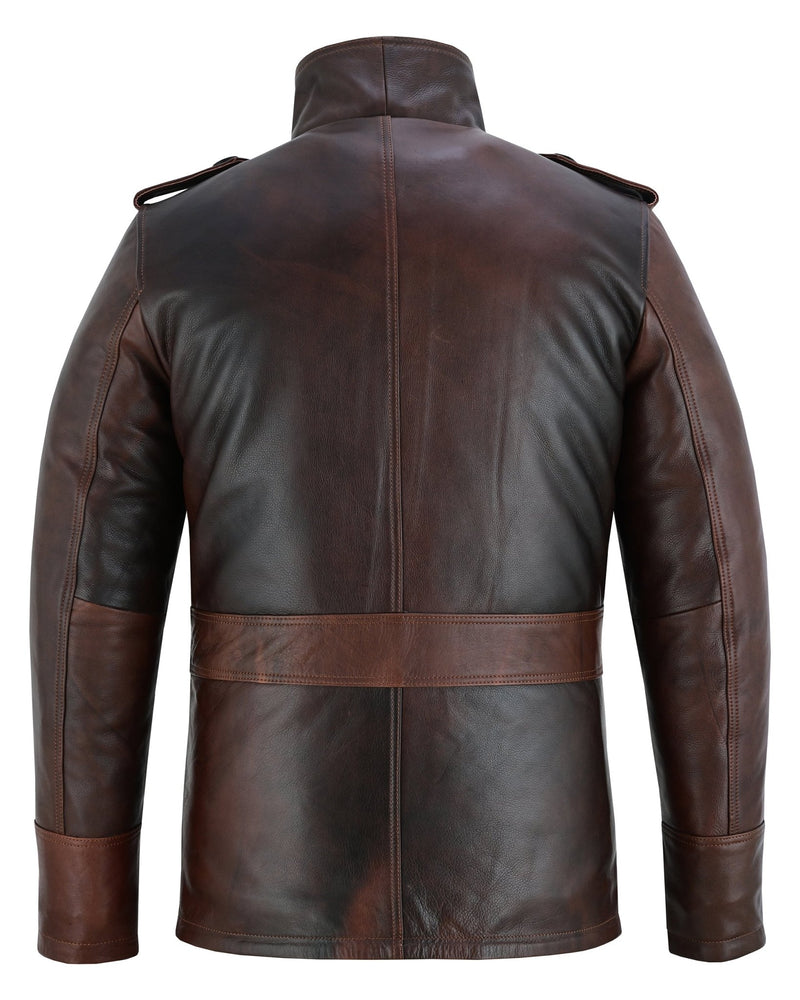 Men's Brown Leather Coat: Aberdeen -