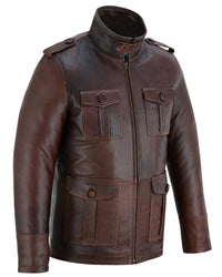 Men's Brown Leather Coat: Aberdeen -