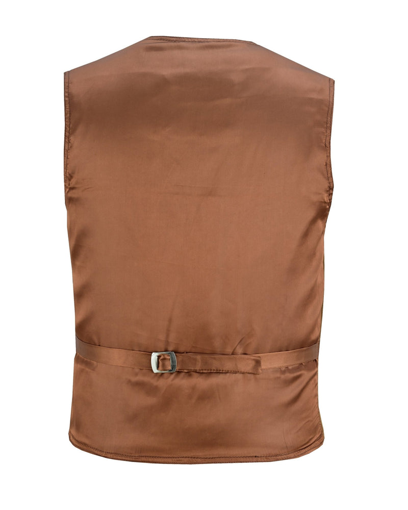 Mens Buttoned Classic Tan Soft Suede Leather Waistcoat Vest -