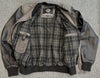 Mens Grey Tweed Casual Bomber Jacket with real leather sleeves - 