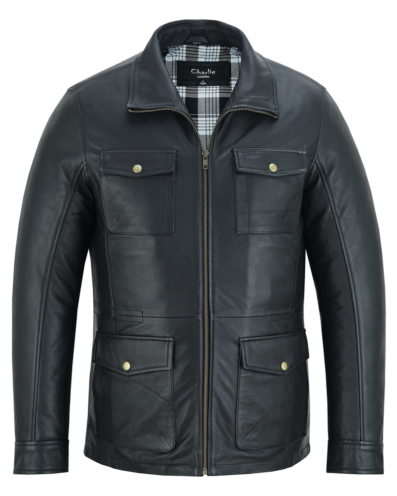 Men's Leather Jacket, Colchester - Smart Casual Leather Coat -