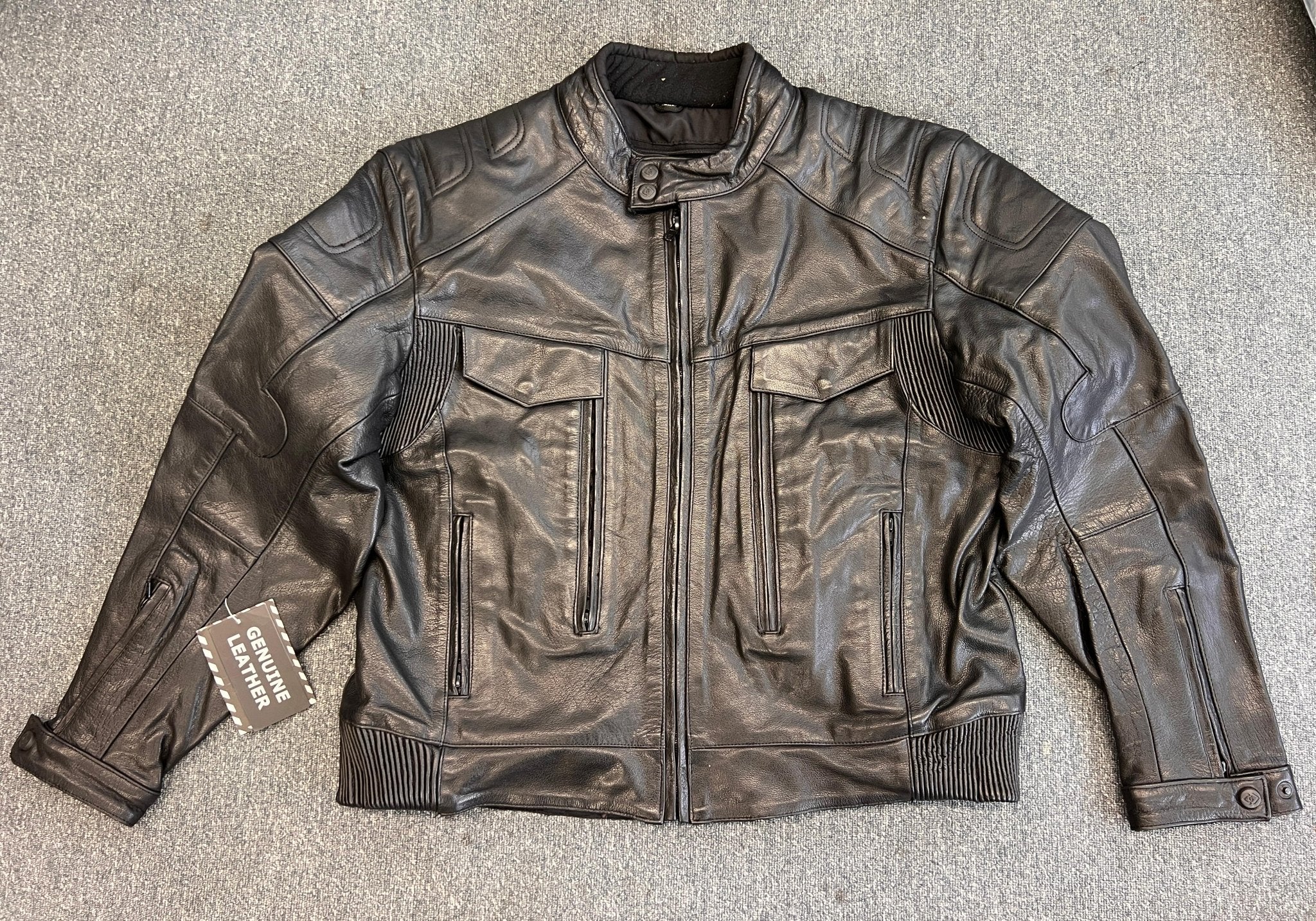 Men s Naked Cowhide Heavy Leather Advanced Biker Jacket 5XL Vintage Leather