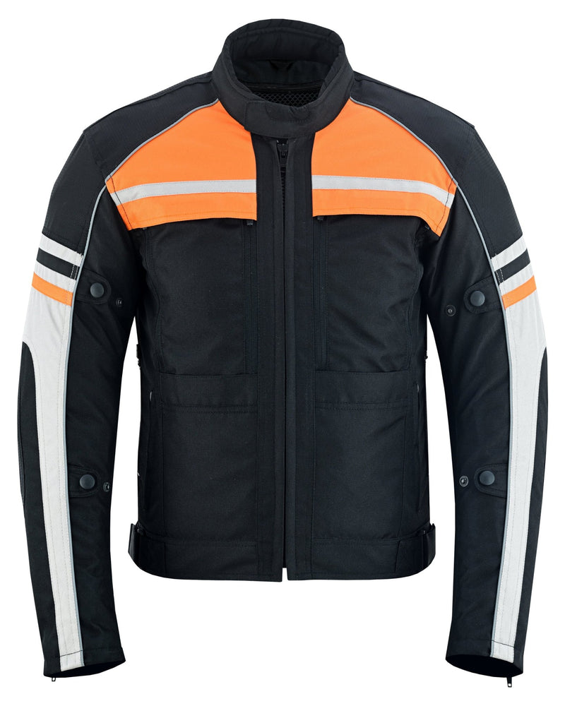 Mens Orange Black Grey Vented Textile Biker Riding Amoured Jacket HD Cool Summer All Season -