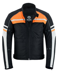 Mens Orange Black Grey Vented Textile Biker Riding Amoured Jacket HD Cool Summer All Season -