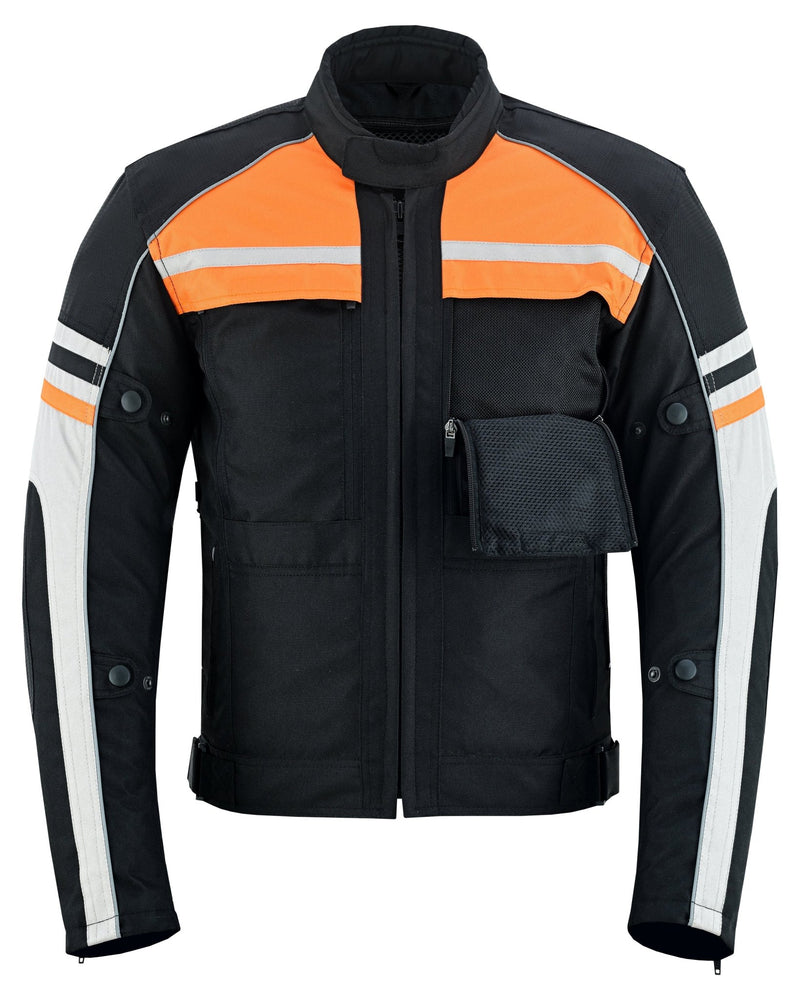 Mens Orange Black Grey Vented Textile Biker Riding Amoured Jacket HD Cool Summer All Season -