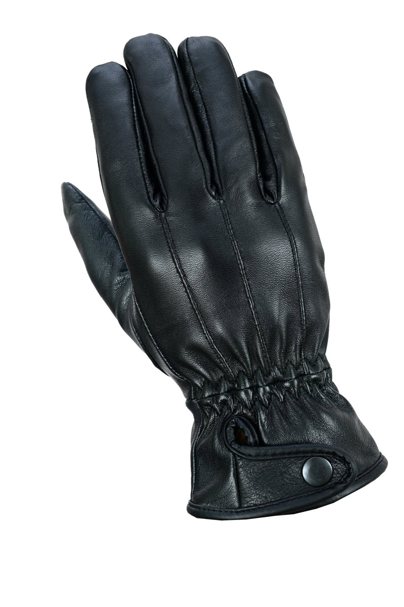 Mens Soft Leather Fashion Winter Gloves with Fleece Lining - 