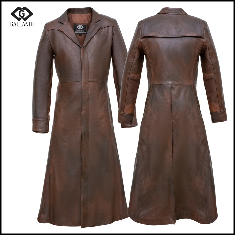 Matrix Neo Black Leather Trench Long Coat - Men's Long Trench Coat Gothic Style