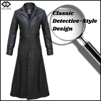 Matrix Neo Black Leather Trench Long Coat - Men's Long Trench Coat Gothic Style