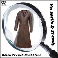 Matrix Neo Black Leather Trench Long Coat - Men's Long Trench Coat Gothic Style