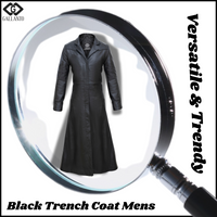 Matrix Neo Black Leather Trench Long Coat - Men's Long Trench Coat Gothic Style