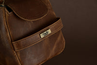 Premium Cowhide Leather Toiletry Bag Travel Dopp Kit Distressed Brown - 