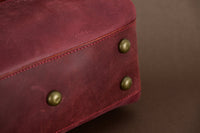 Premium Cowhide Leather Toiletry Bag Travel Dopp Kit Distressed Maroon - 