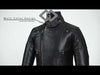 3/4 Eddie Black Mens Long Leather Biker Jacket Motorcycle