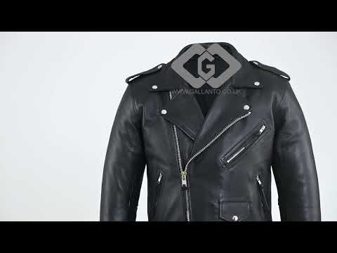 Terminator Style Mens Black Leather Marlon Brando Biker Motorcycle Jacket