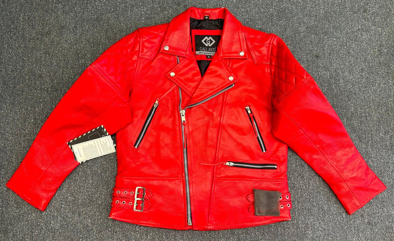 Red Diamond Mens Biker Leather Jacket - 