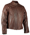 Retro Brown Cruiser Vented Biker Distressed Leather Jacket XL - 