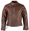 Retro Brown Cruiser Vented Biker Distressed Leather Jacket XL - 