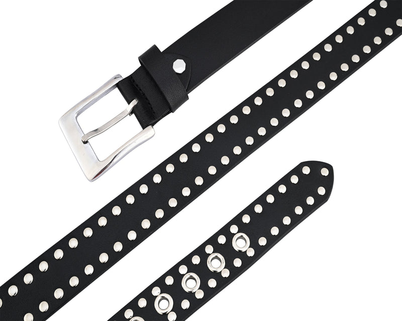 Rock Style Rivets Studs Genuine Leather Belt - Punk Goth - 