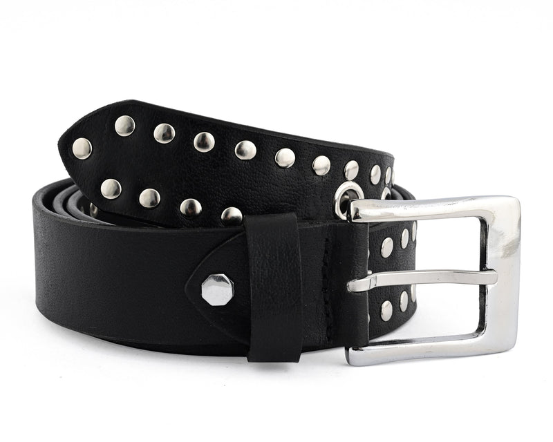 Rock Style Rivets Studs Genuine Leather Belt - Punk Goth - 