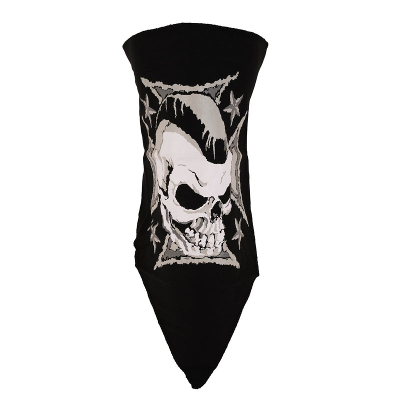 Skull on Iron Cross Textile Neck Warmer Motorcycle - 