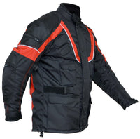 Sprinter Black & Red 3/4 Textile Biker Armoured Jacket - 