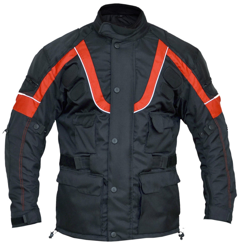 Sprinter Black & Red 3/4 Textile Biker Armoured Jacket - 