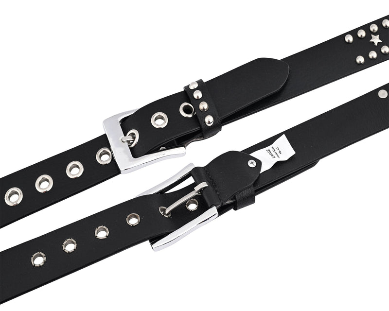 Stars Studded Genuine Leather Belt Punk Rock Gothic Style - 